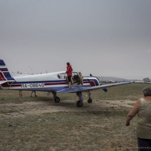 The airfield is not being officially open, but Vladimir and Herolda occasionally receive winged visitors. This plane belongs to a pilot friend who brought his family to the island for a visit.